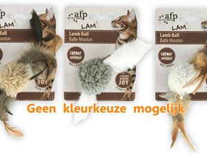 Afp lamb ball lamswol met veren vogel geluid en catnip assorti