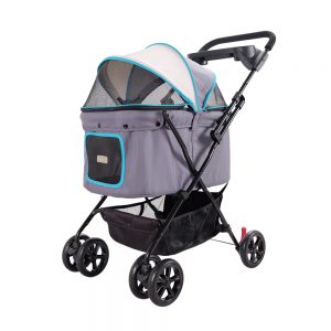 Lekkere handzame hondenbuggy - Easy Strolling Pet Buggy - kleuren grijs & rood