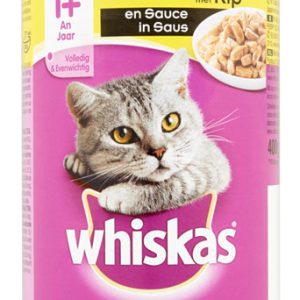 Whiskas blik adult brokjes in saus kip