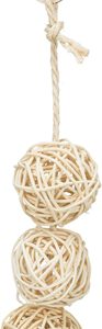 Trixie 3 rotan ballen met bel aan touw naturel
