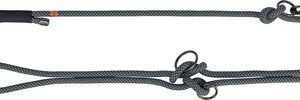 Trixie soft rope hondenriem verstelbaar zwart / grijs