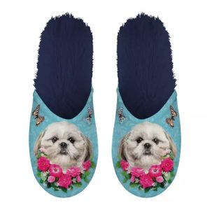 Pantoffel shih tzu lichtblauw / donkerblauw