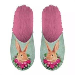 Pantoffel konijn groen / roze