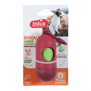 Zolux bvk poepzakhouder + 15 poepzakjes rood