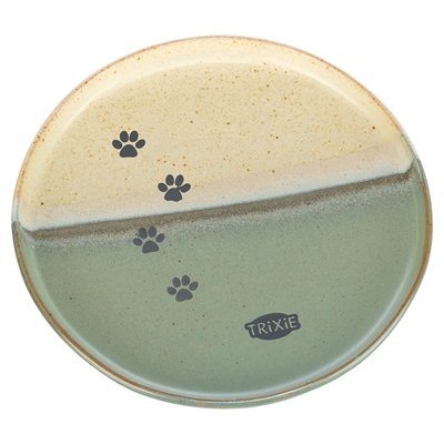 Trixie voerbak / drinkbak kat keramiek groen / beige